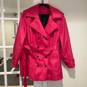 Calvin Klein Fuchsia Double-Breasted Trench Coat